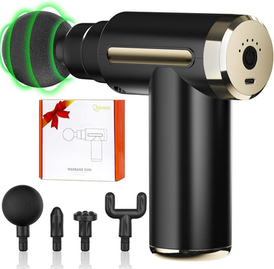 Mini Massage Gun,Cordless Handheld Deep Tissue Muscle Massager 6 Speeds Percussion Massage Device Super Quiet with Intelligent Pressure Sensing System