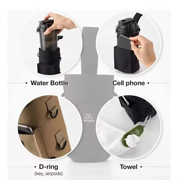 Magnetic Gym Water Bottle Bag Holder, Built-In Magnet for Easy Attachment to Metal Surface, Magnetic Bottle Sleeve Pouch